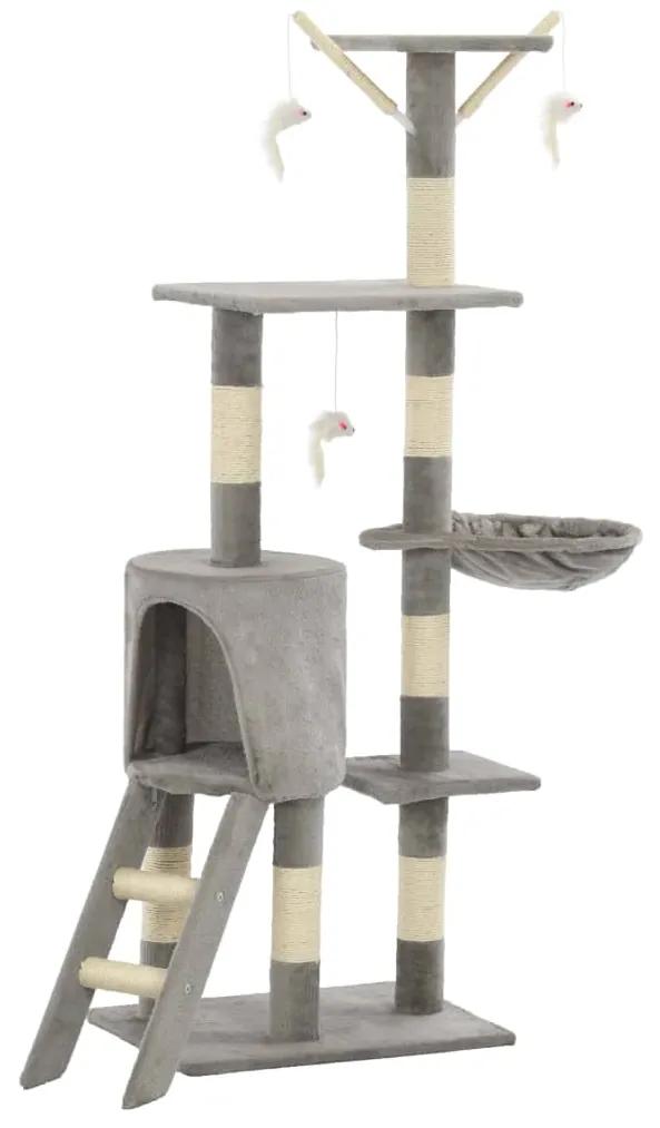 Árvore para gatos c/ postes arranhadores sisal 138 cm cinzento
