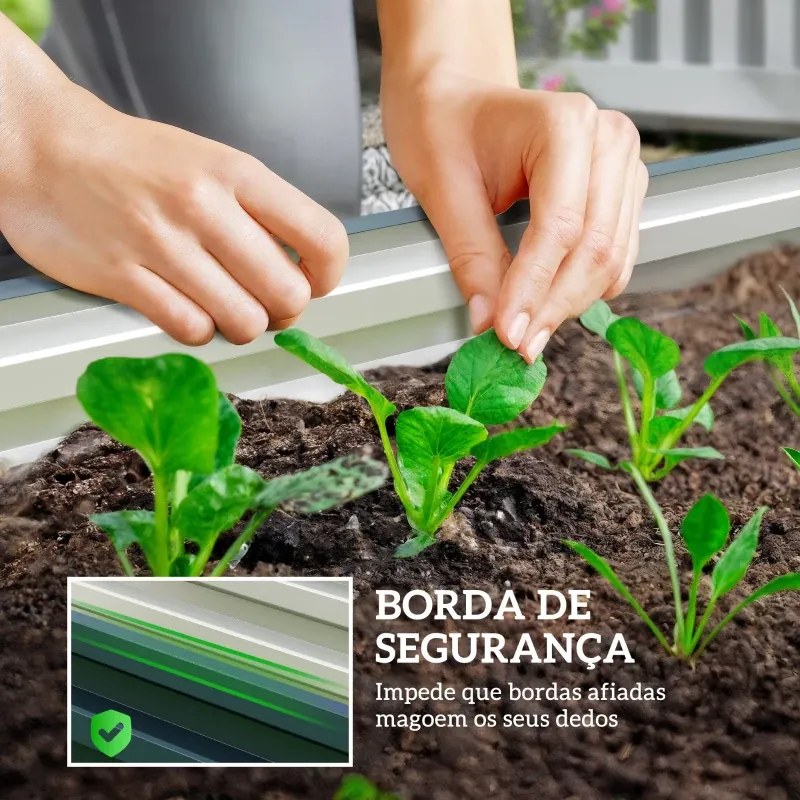 Conjunto de 2 Floreiras Grandes para Exterior em Aço Galvanizado Hortas para Terraço Jardim 110x50x30 cm Verde