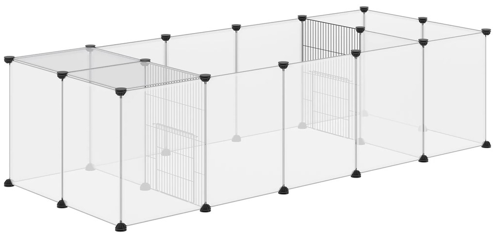 Cerca para Animais de Estimação DIY com 20 Painéis Parque para Pequenos Animais Modular 175x70x45 cm Translúcido