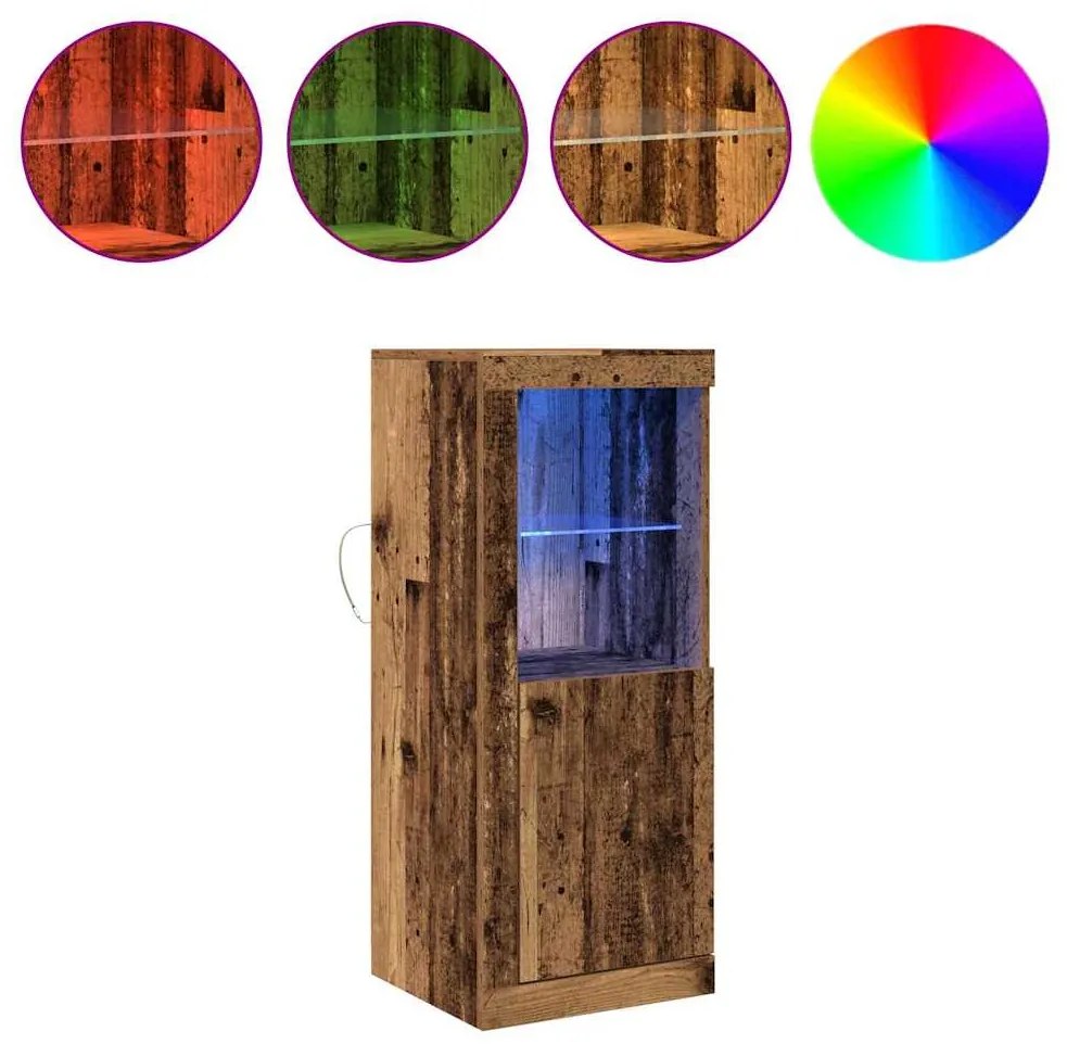 Aparador com Luzes LED Madeira Velha 41x37x100 cm