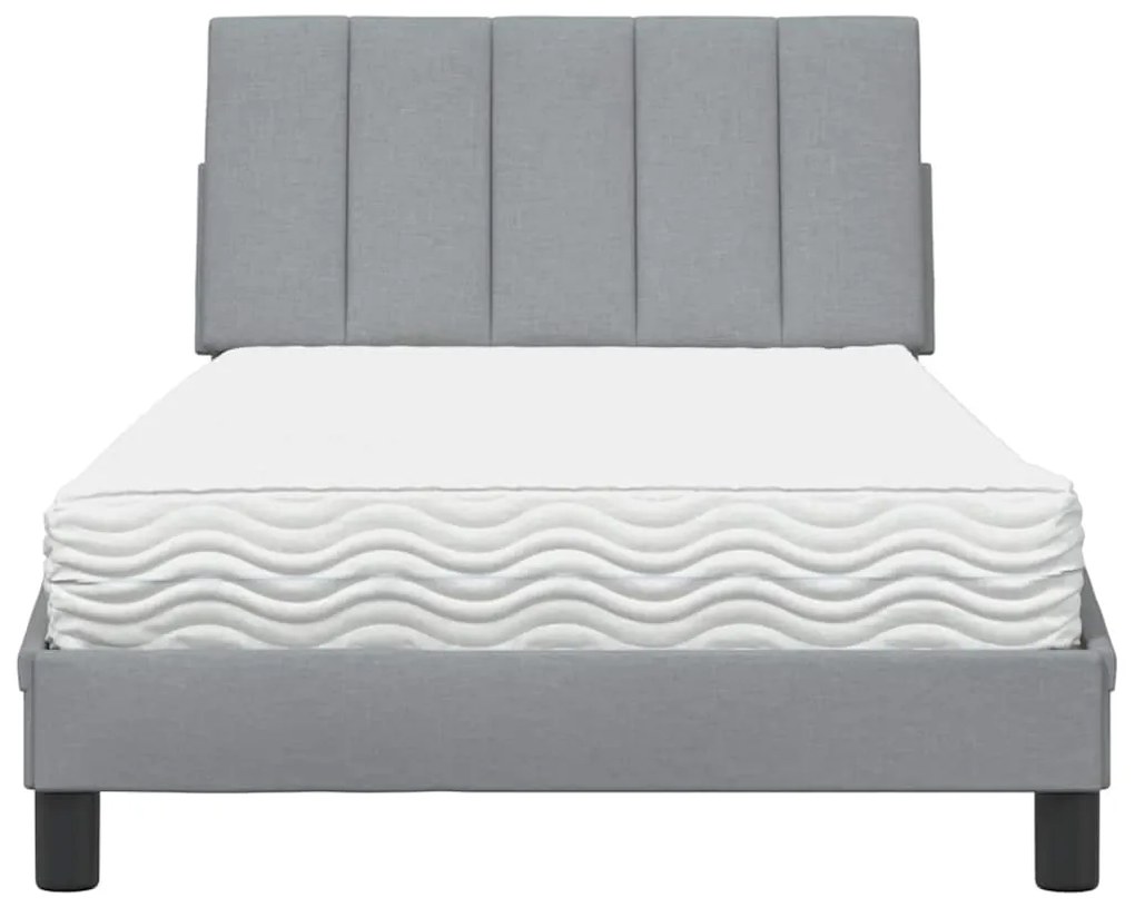 Cama com colchão 100x200 cm tecido cinzento-claro