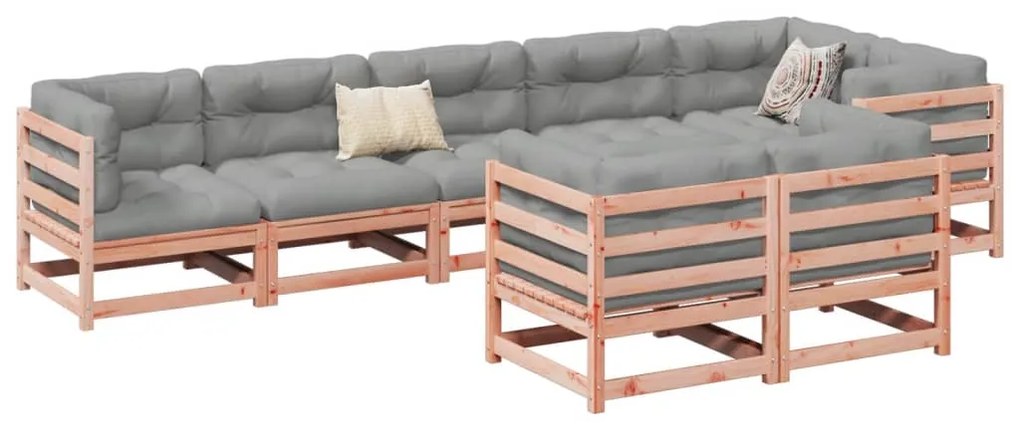vidaXL 8 pcs conj. sofás jardim c/ almofadões madeira abeto-de-douglas