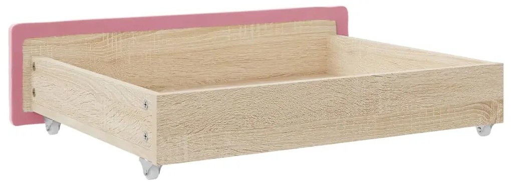 Gavetas de cama 2 pcs derivados de madeira e veludo rosa