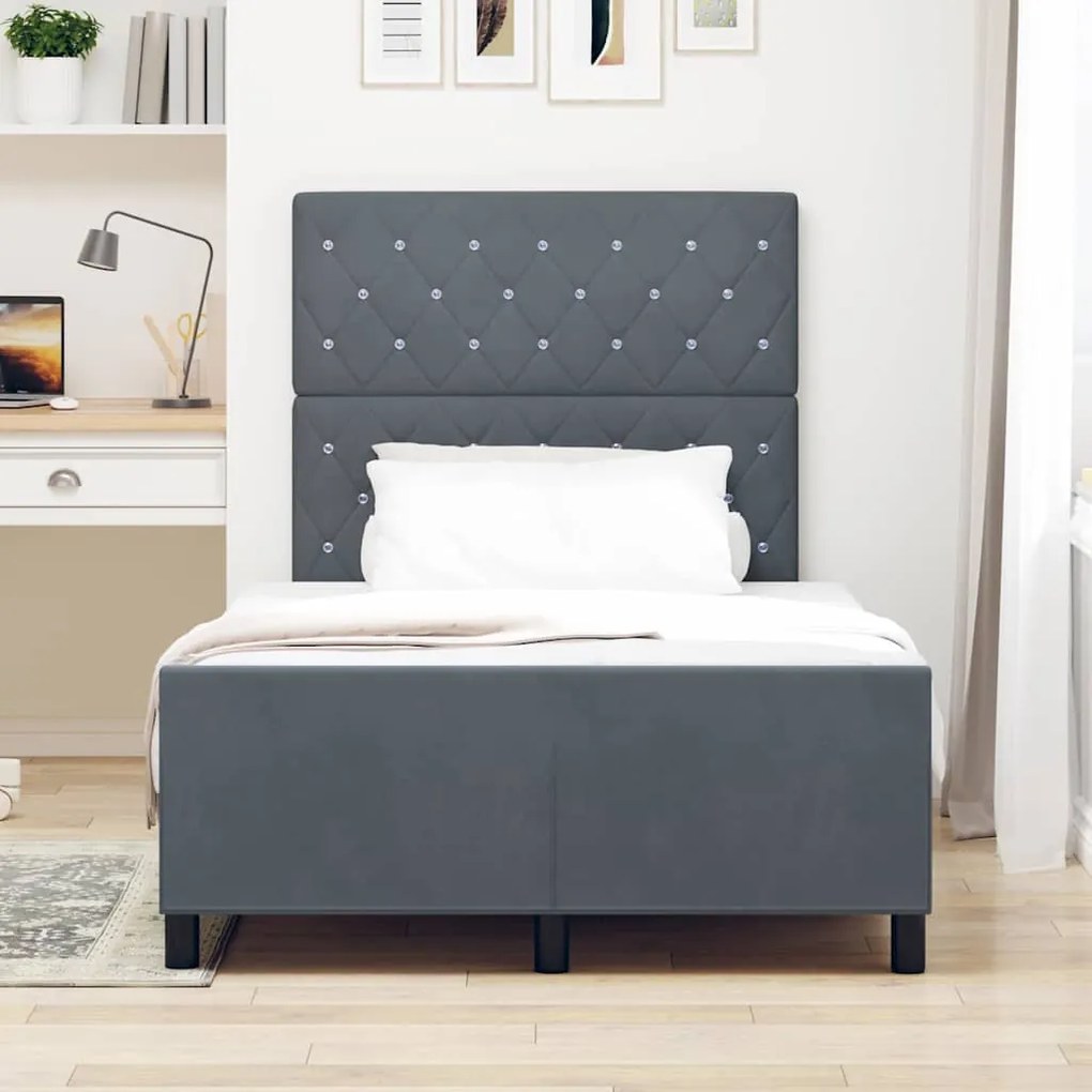 Estrutura de Cama vidaXL Cinza Escuro 120x200 cm Veludo