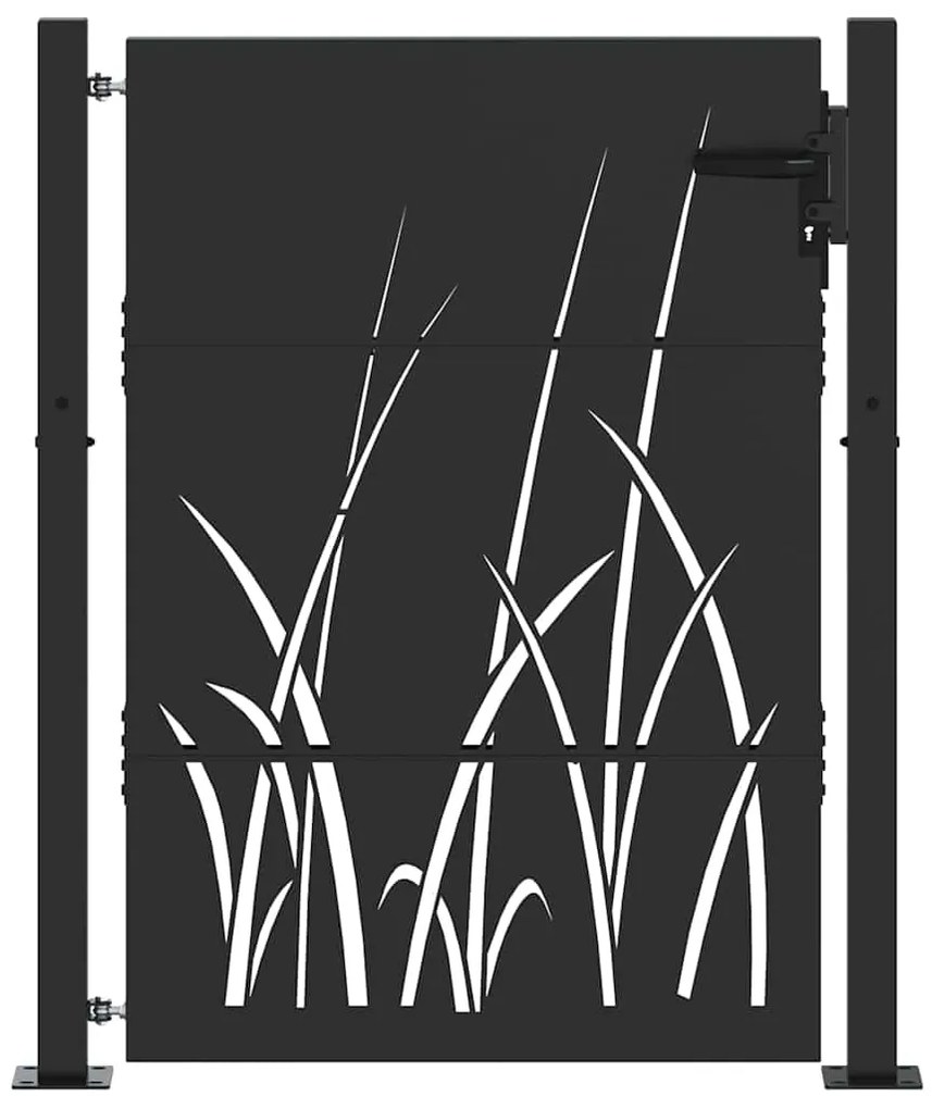 Portão de Jardim Preto 105 x 125 cm Aço com Revestimento em Pó