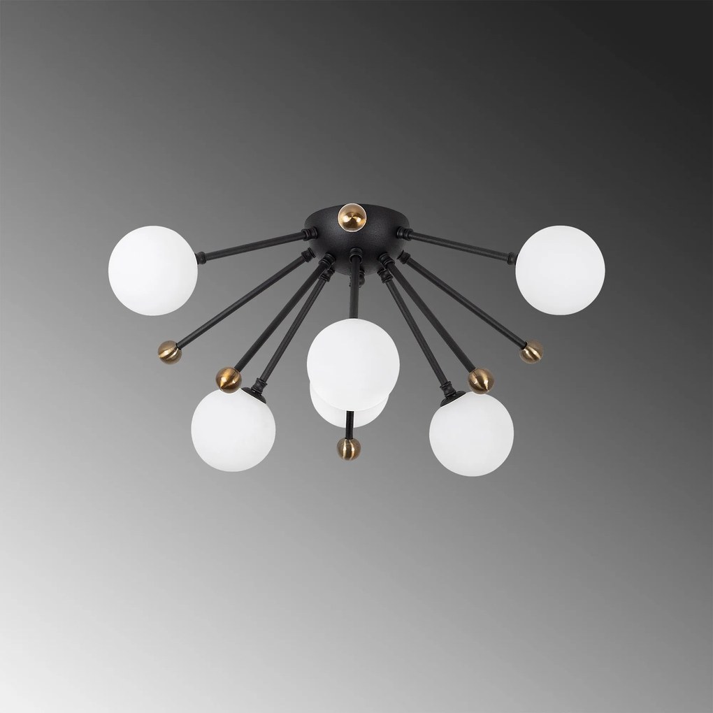 Candeeiro Chandelier Roze – Preto Antique Branco – 50 x 50 x 28 cm