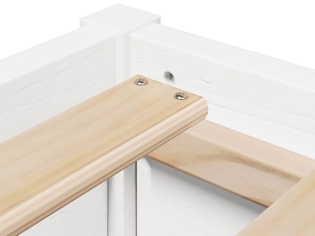 Cama sem colchão 140x190 cm madeira de pinho maciça branco