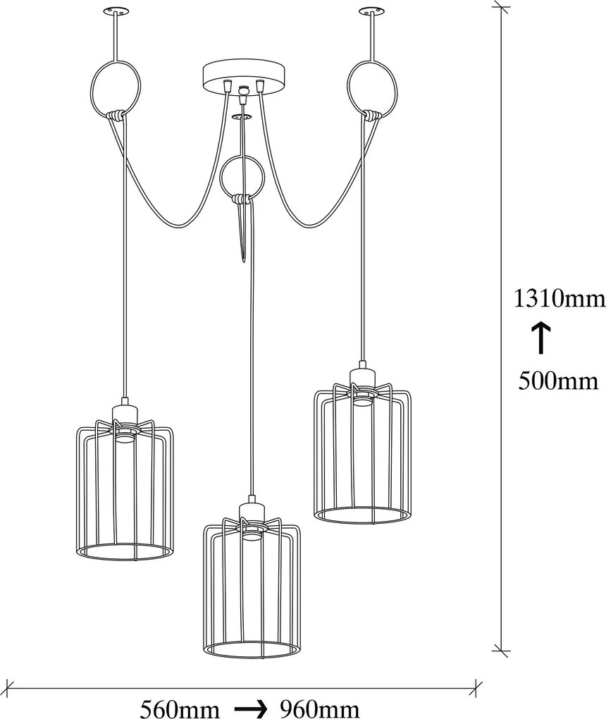 Candeeiro de Teto Tel – Preto – Diâmetro 96 cm, Altura 131 cm