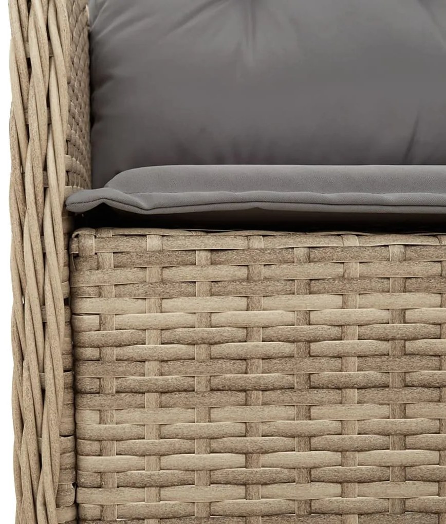 5 pcs conjunto de jantar p/ jardim com almofadões vime PE bege