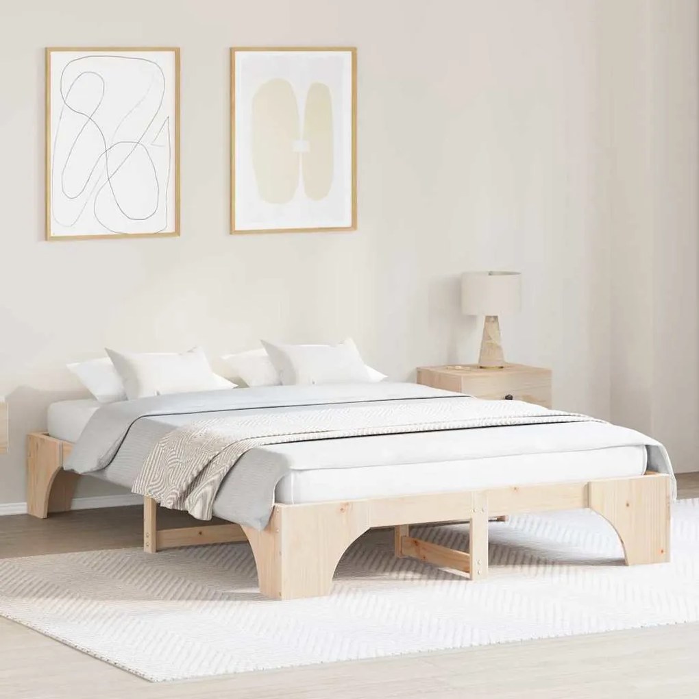 vidaXL Cama de Madeira de Pinho Maciça 140x200 cm