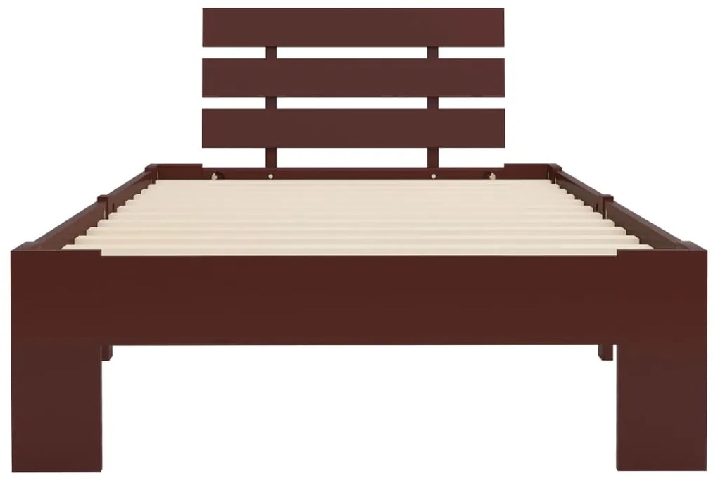 Estrutura de cama 100x200 cm pinho maciço castanho-escuro