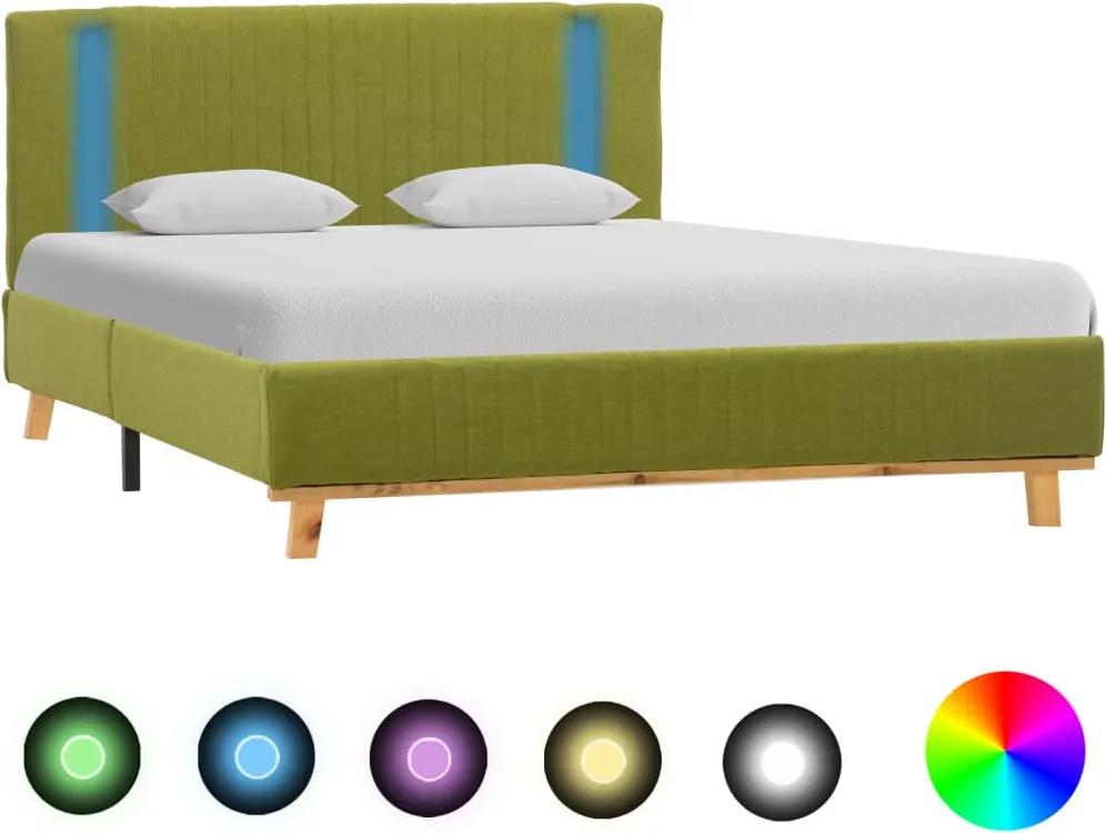 Estrutura de cama com LED em tecido 120x200 cm verde