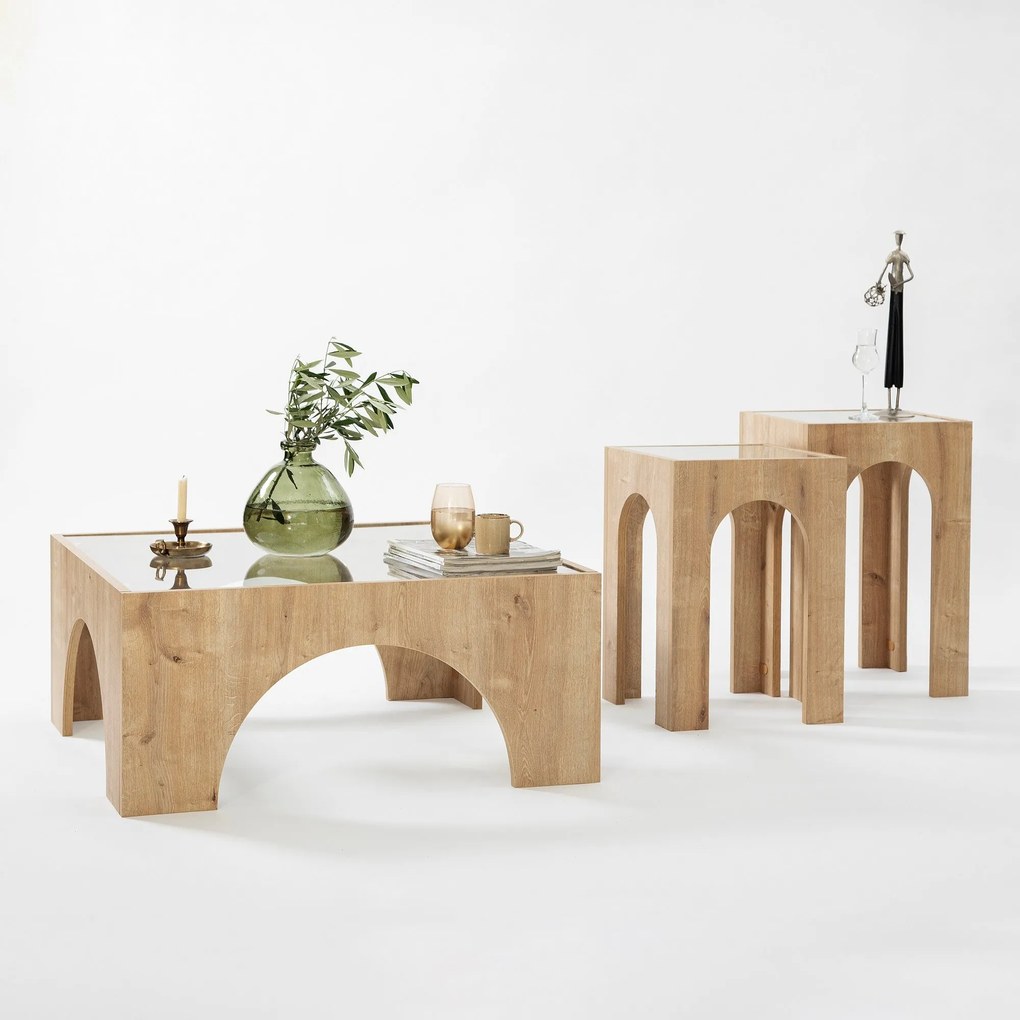 Mesa de Centro Seine – Carvalho Transparente – 80x35x80 cm