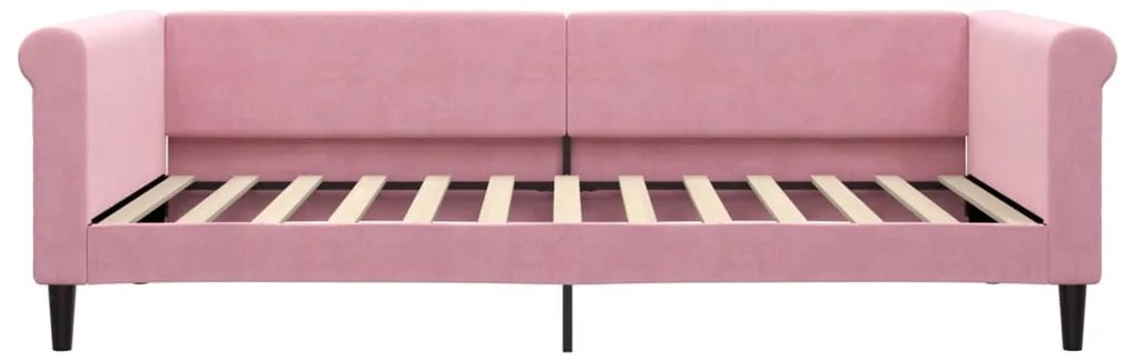 Sofá-cama com gavetão 100x200 cm veludo rosa