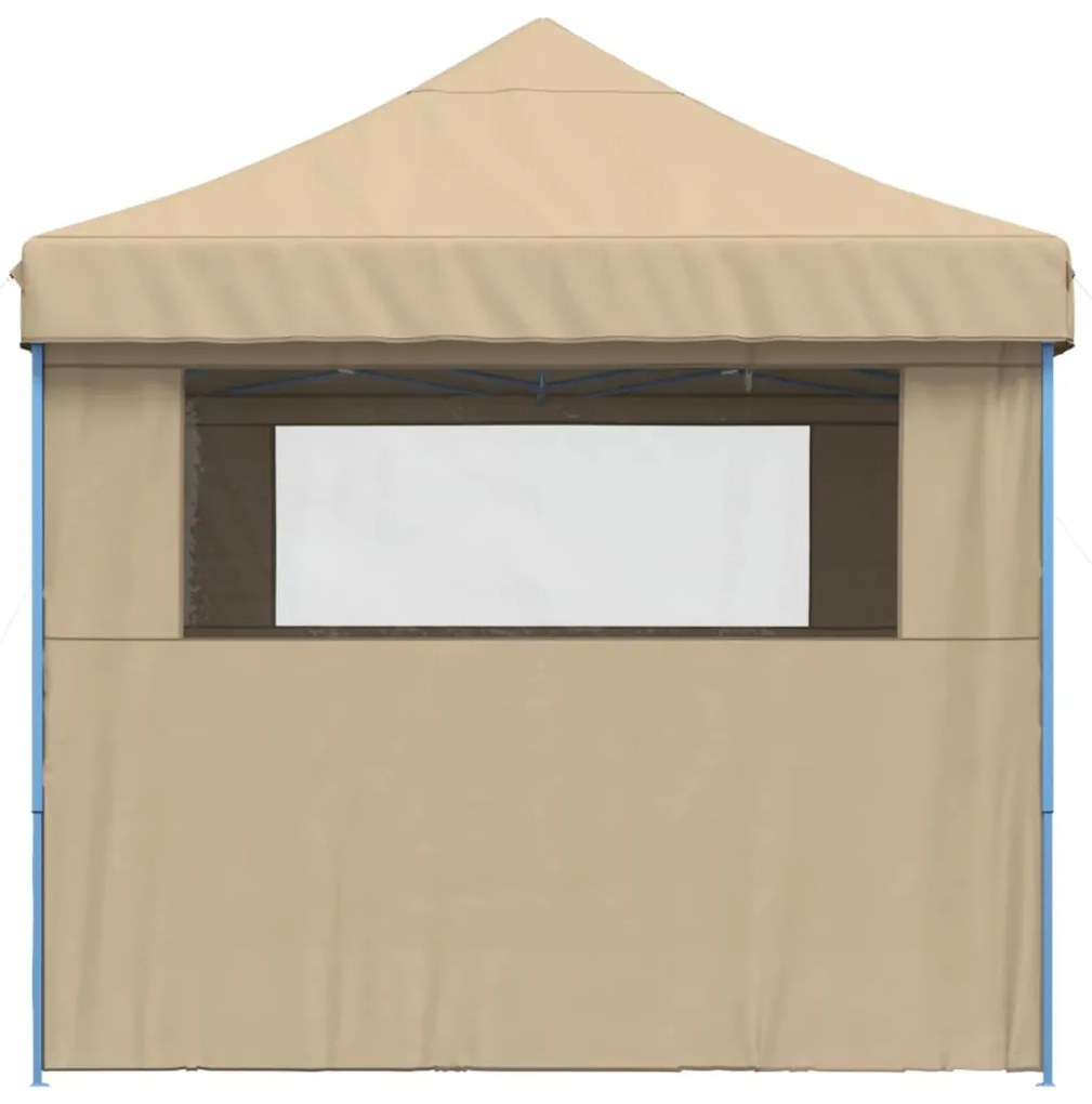 Tenda para festas pop-up dobrável com 4 paredes laterais bege