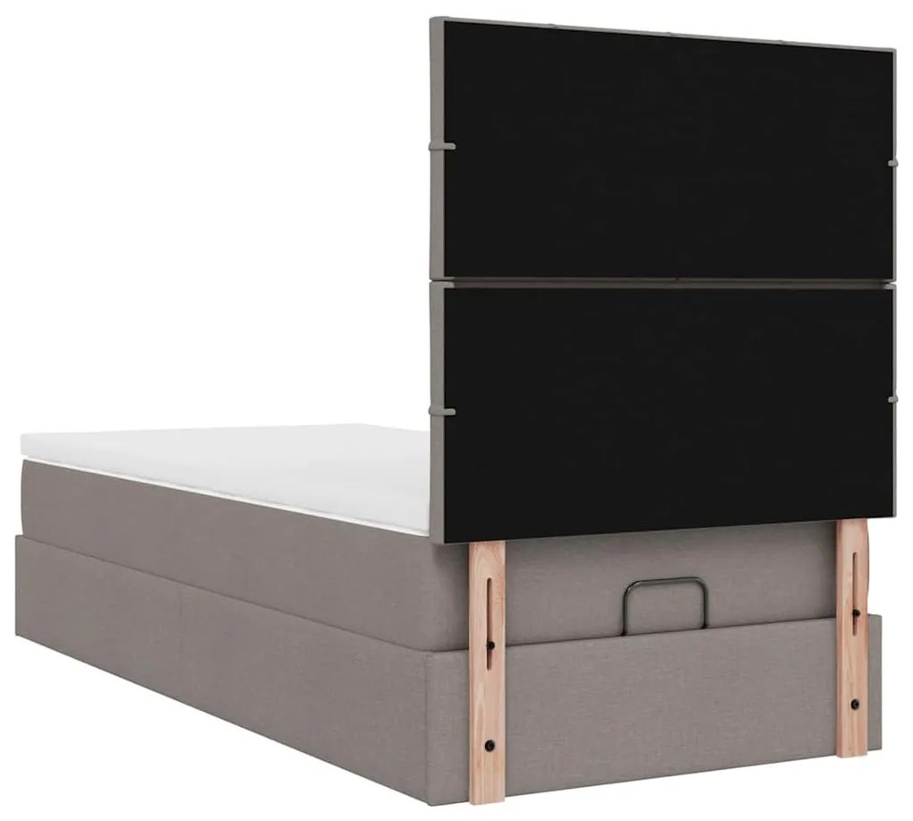 Estrutura de cama otomana com colchão tecido cinzento 100x200cm
