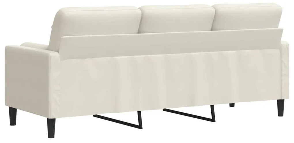 Sofá 3 lugares c/ almofadas decorativas 180 cm veludo creme