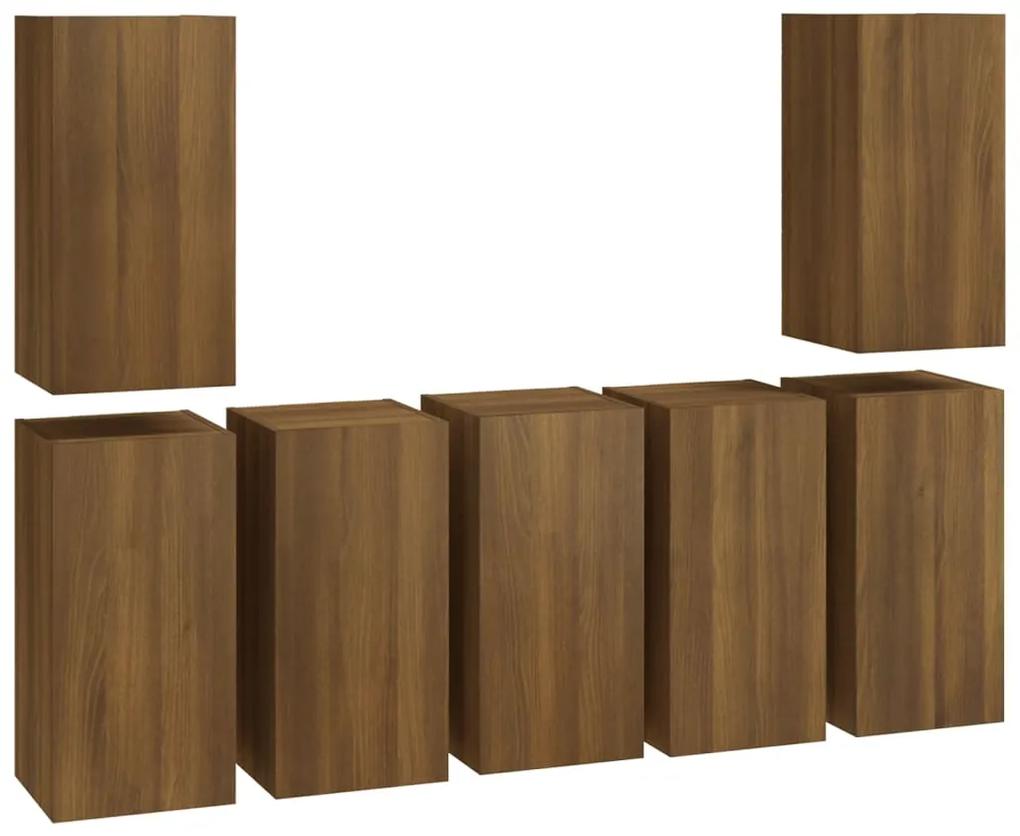 Móveis de TV 7 pcs 30,5x30x60 cm madeira cor carvalho castanho
