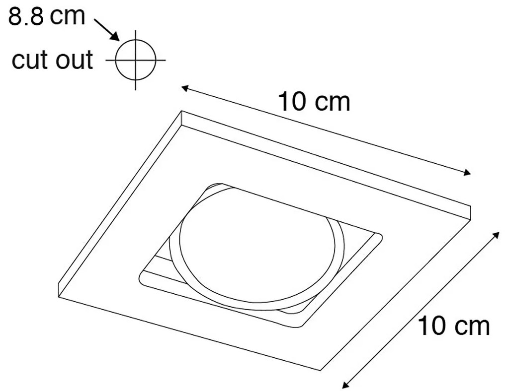 Conjunto de 6 holofotes modernos embutidos pretos ajustáveis - Qure Design,Moderno