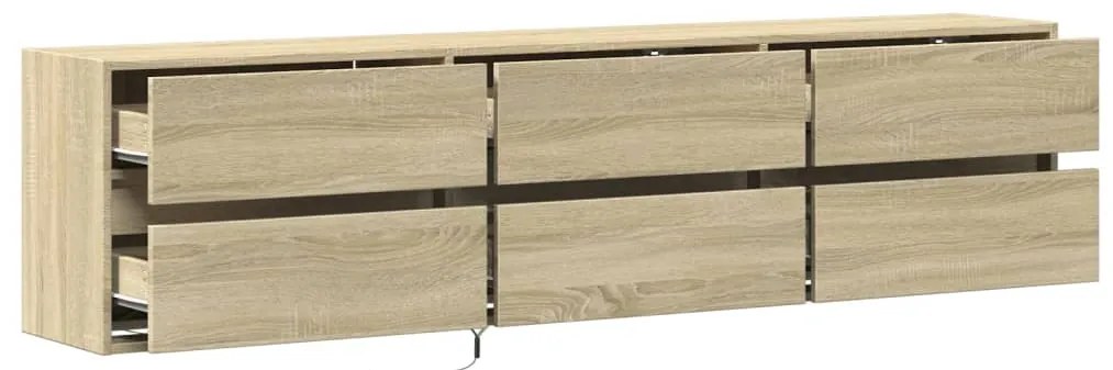 Móvel de parede p/ TV c/ luzes LED 180x31x45 cm carvalho sonoma