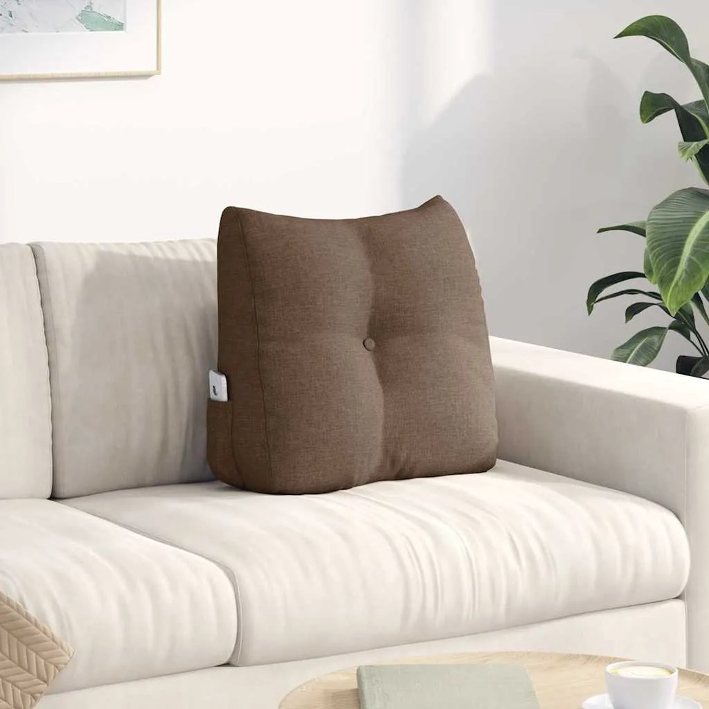 vidaXL Travesseiro para Costas Castanho 45 x 24 x 50 cm tecido