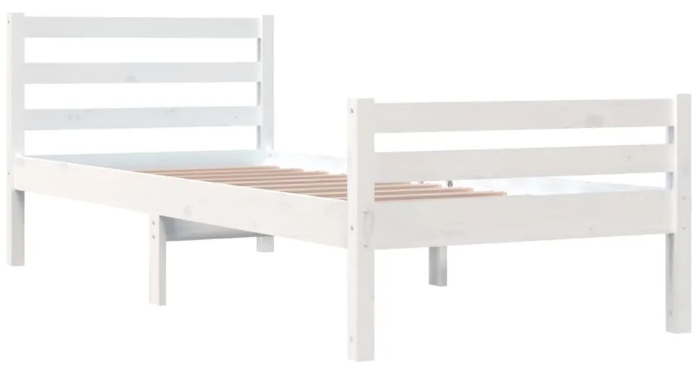 Estrutura de cama 100x200 cm madeira maciça branco