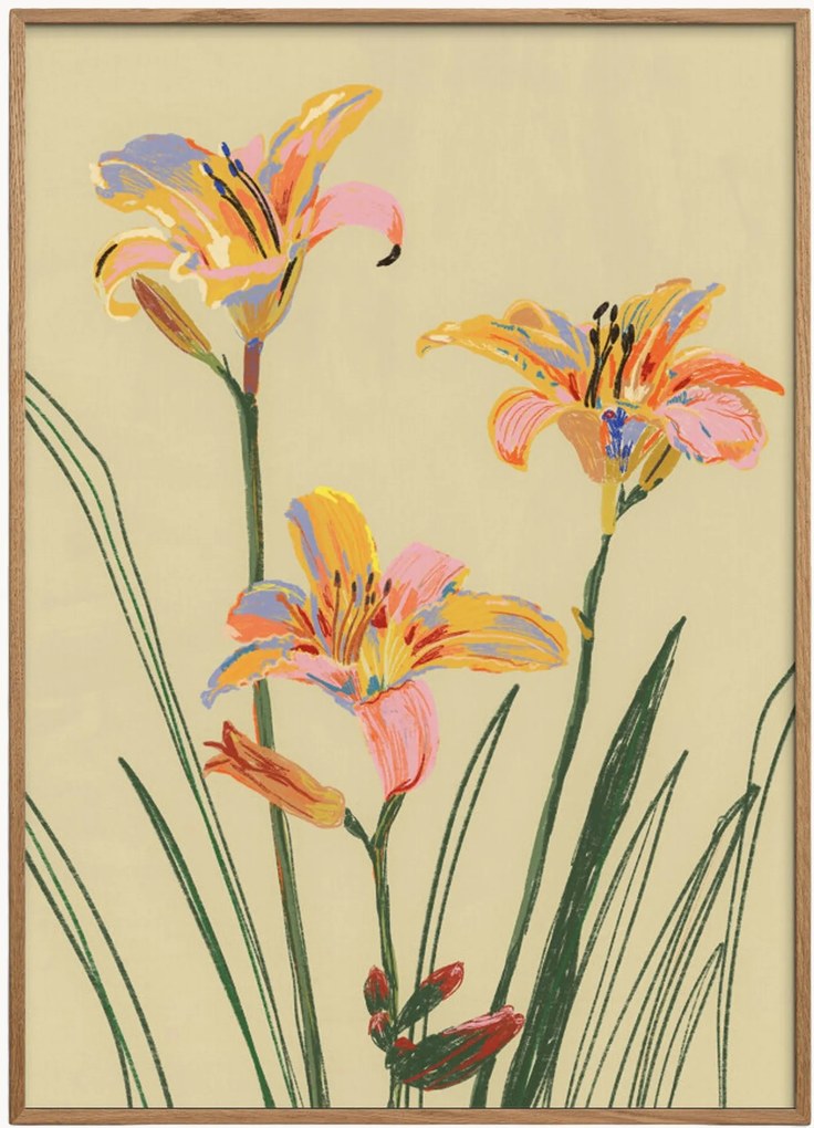 Impressão digital emoldurada Lilies