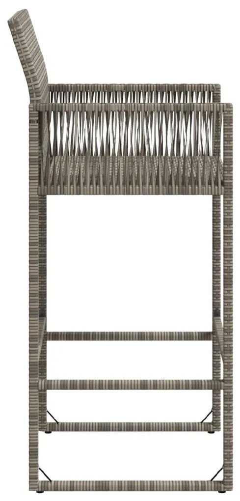 Bancos de bar para jardim 2 pcs vime PE cinzento