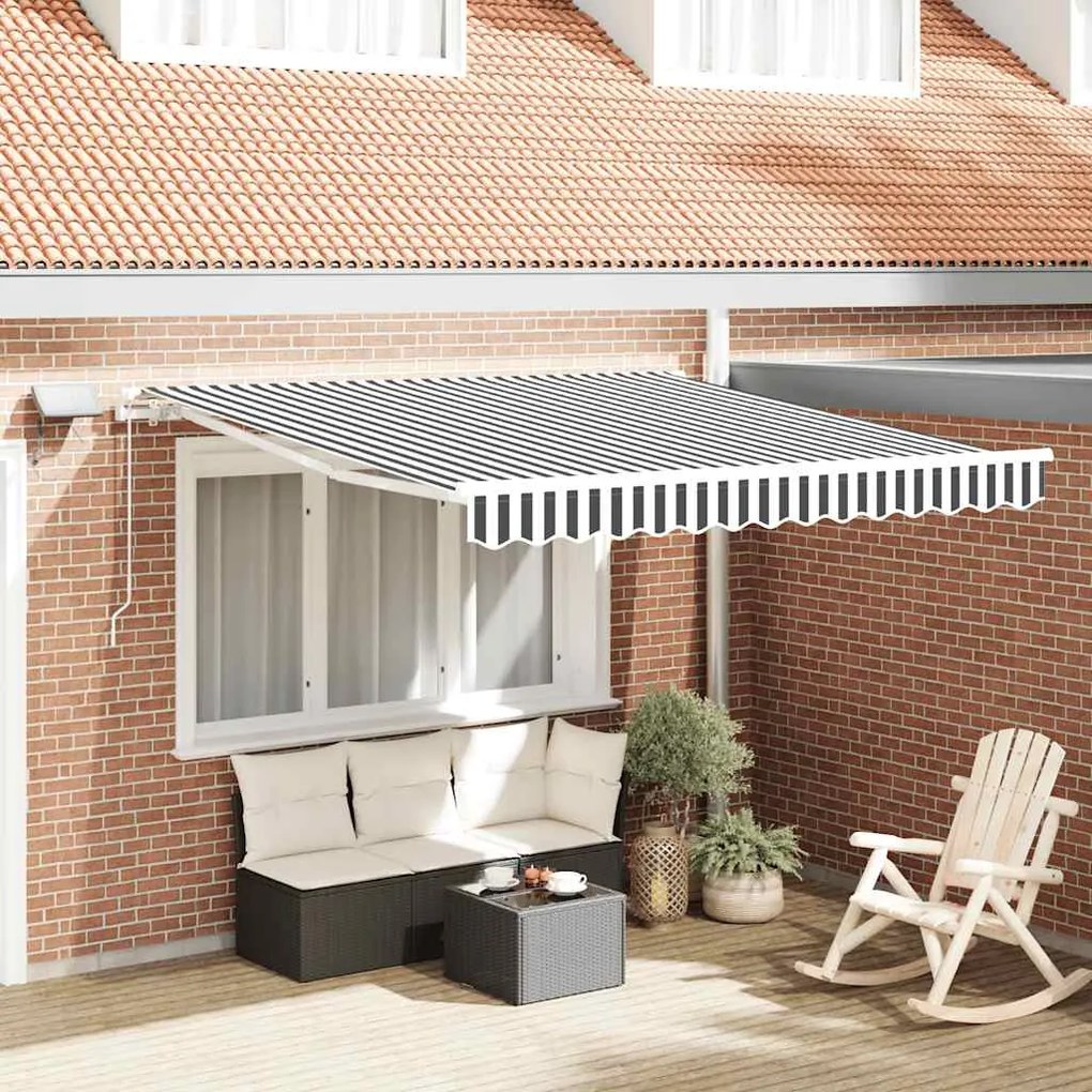 vidaXL Toldo retrátil manual 350x250 cm castanho