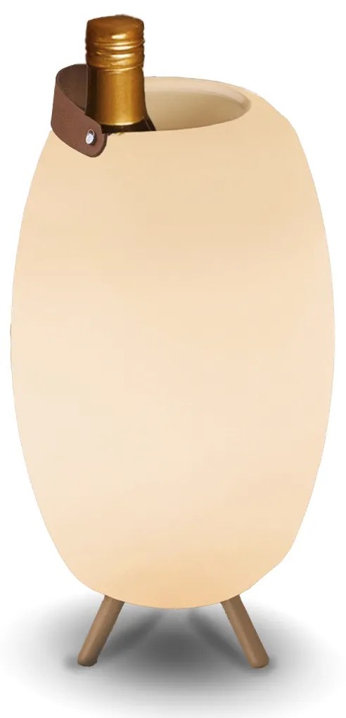 Candeeiro de Pé Branco 40,5cm c/ LED, Coluna, Dimmer RGB e Comando - Apolo