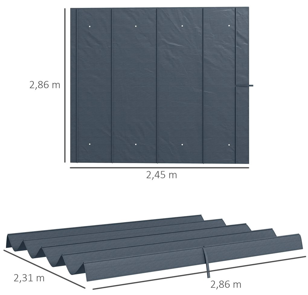 Outsunny Cobertura para Pérgola Retrátil 286x245 cm Teto de Substituiç