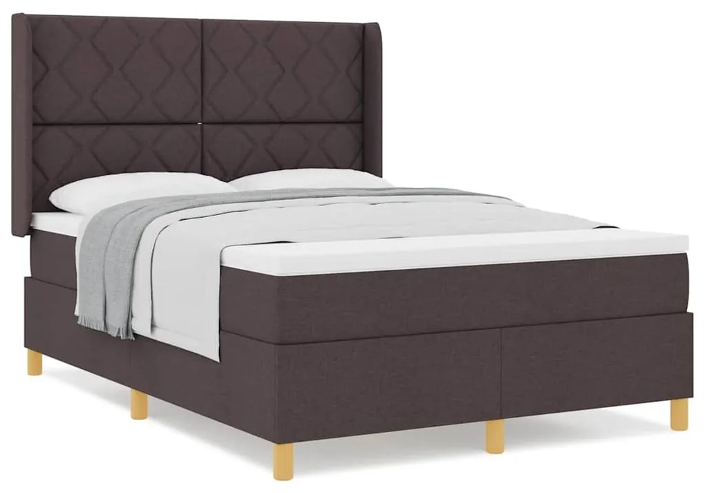 Cama Box com Colchão Castanho 140x200 cm em Tecido