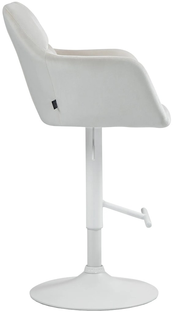 Banco de bar Natoma em veludo com estrutura branca 97-118 x 57 x 59 cm Creme