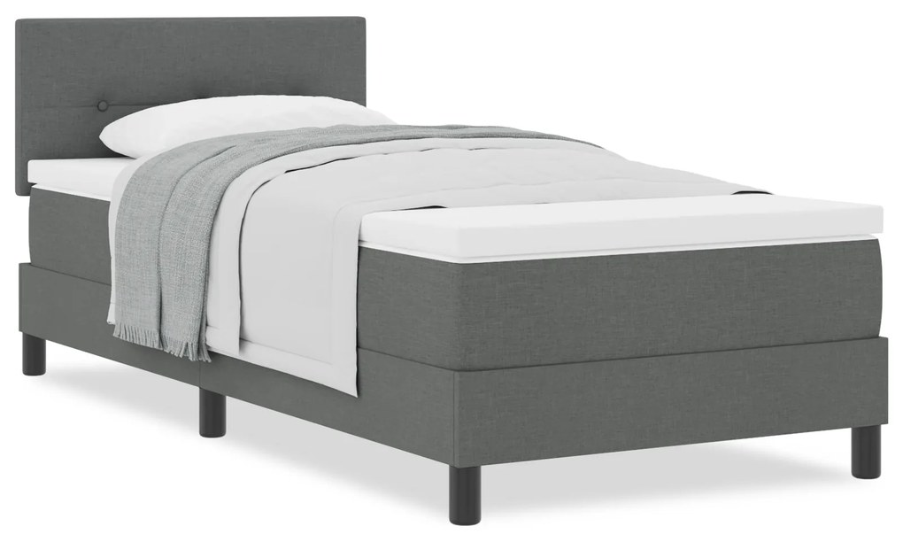 Cama Box Spring com Colchão Cinza Escuro 90x190 cm Tecido