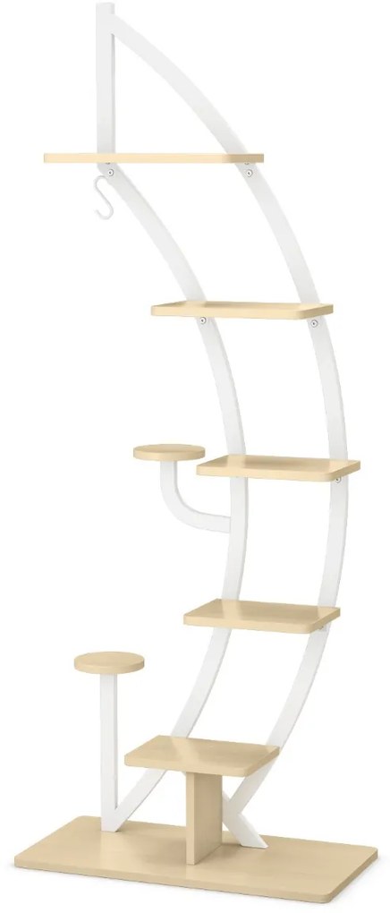 Suporte alto de metal para plantas de 6 níveis com gancho superior - 2 peças