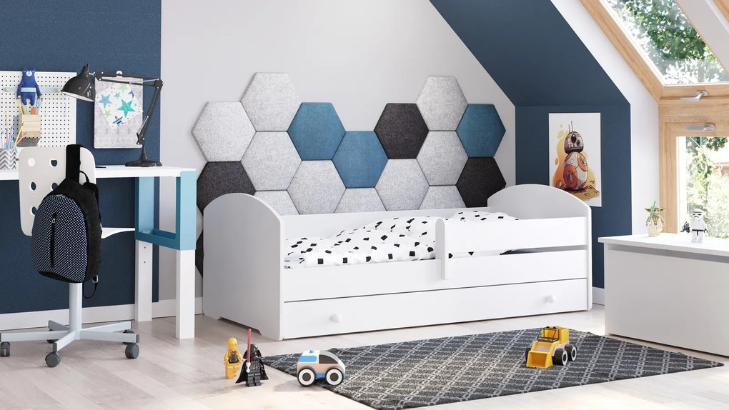 Cama infantil Luk 140x70 com gaveta branca - colchão e estrado incluído