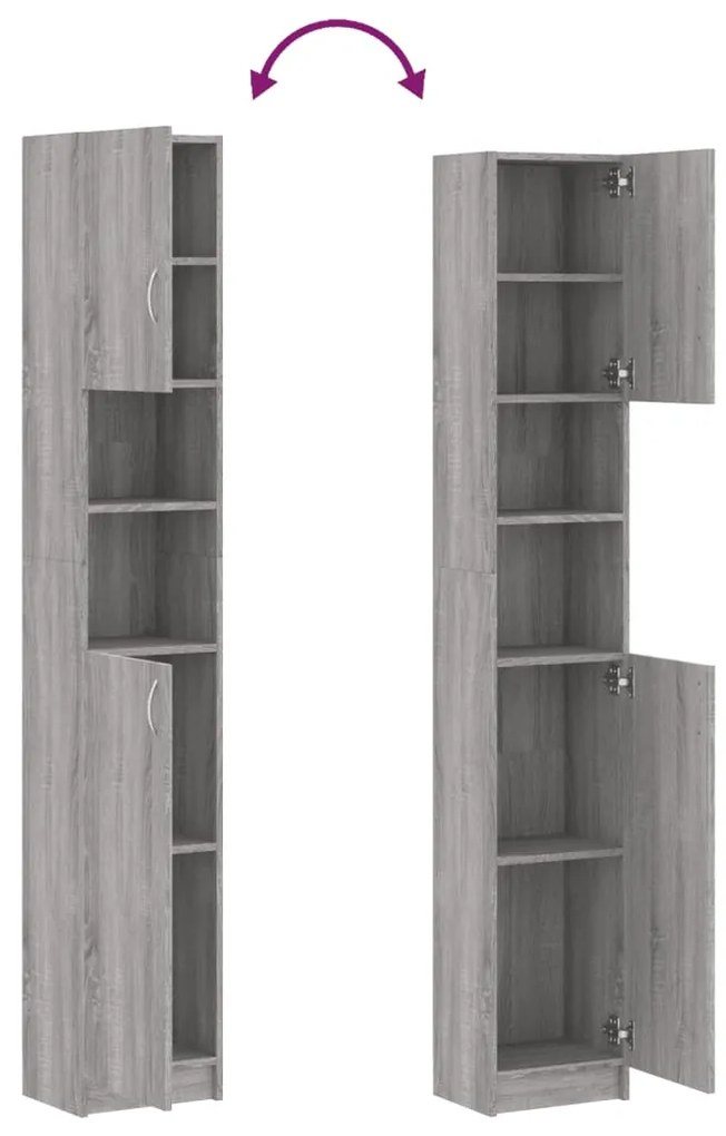 Armário WC 32x25,5x190 cm derivados de madeira sonoma cinza