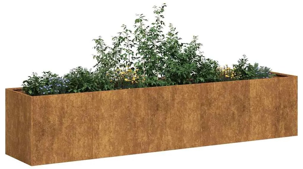 vidaXL Floreira enferrujada 200x40x40 cm aço resistente