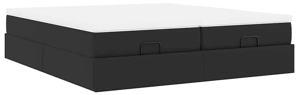 Estrutura de cama otomana com colchões pele artificial preta