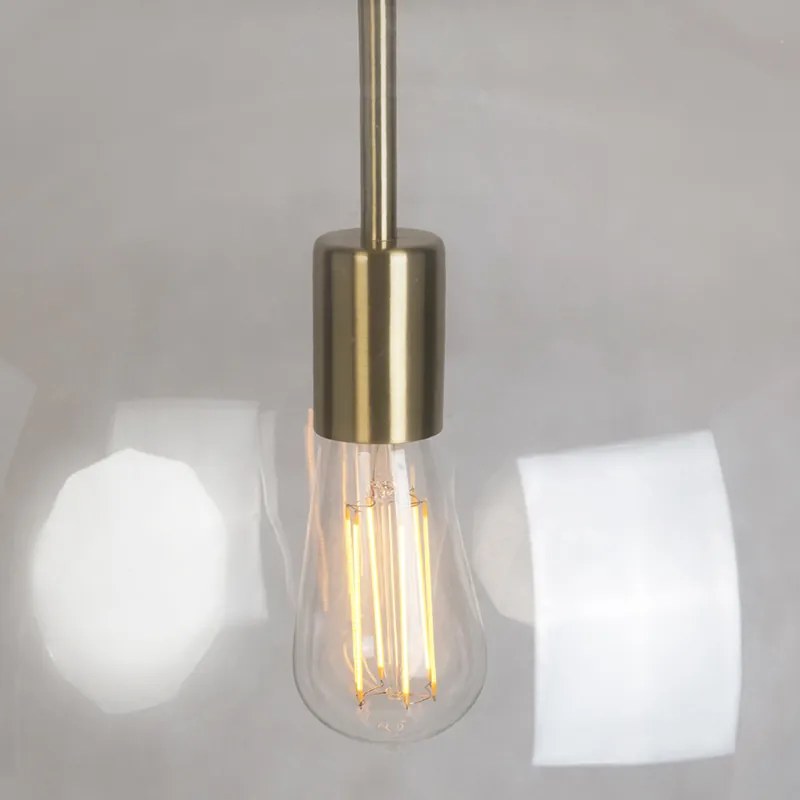 Candeeiro Suspenso Moderno Latão com Vidro Fumado 50 cm - Ball Moderno,Retro
