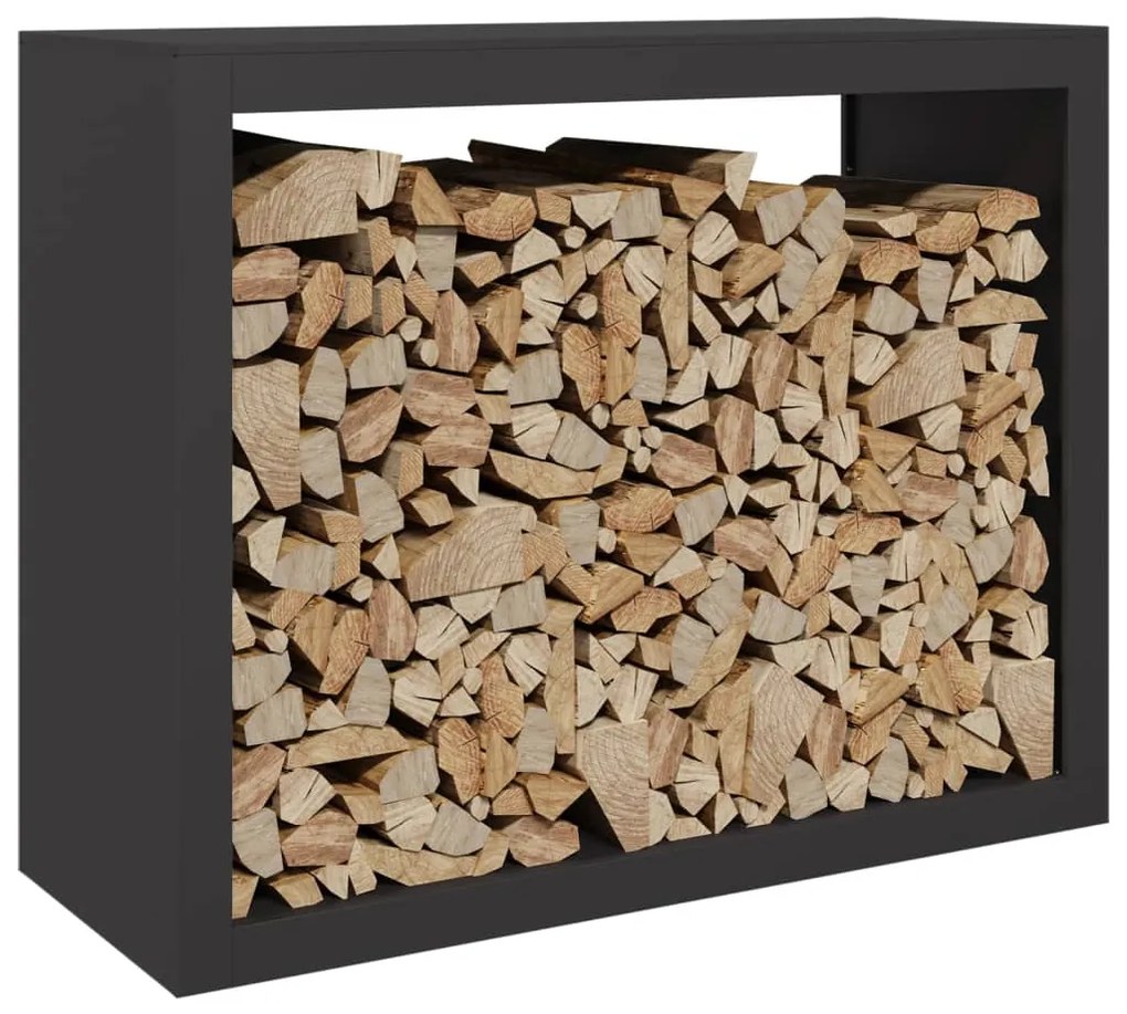 Suporte para lenha 100x40x80 cm aço preto
