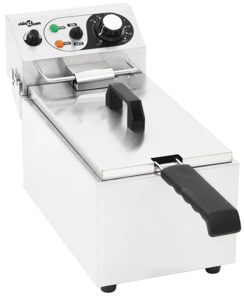 50741 vidaXL Fritadeira elétrica em aço inoxidável 6 L 2000 W
