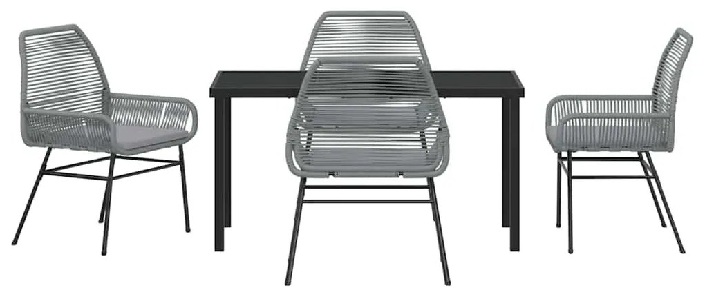 Conjunto de Jantar de Jardim 5 Peças com Almofadas em Rattan Sintético