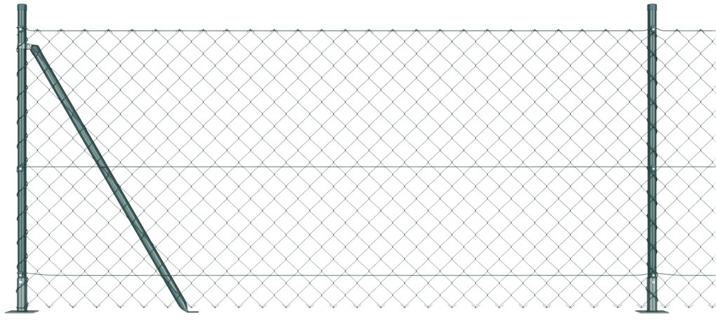 Cerca de Cadeia com 7 Postes Flangeados 1x10 m de Aço Galvanizado