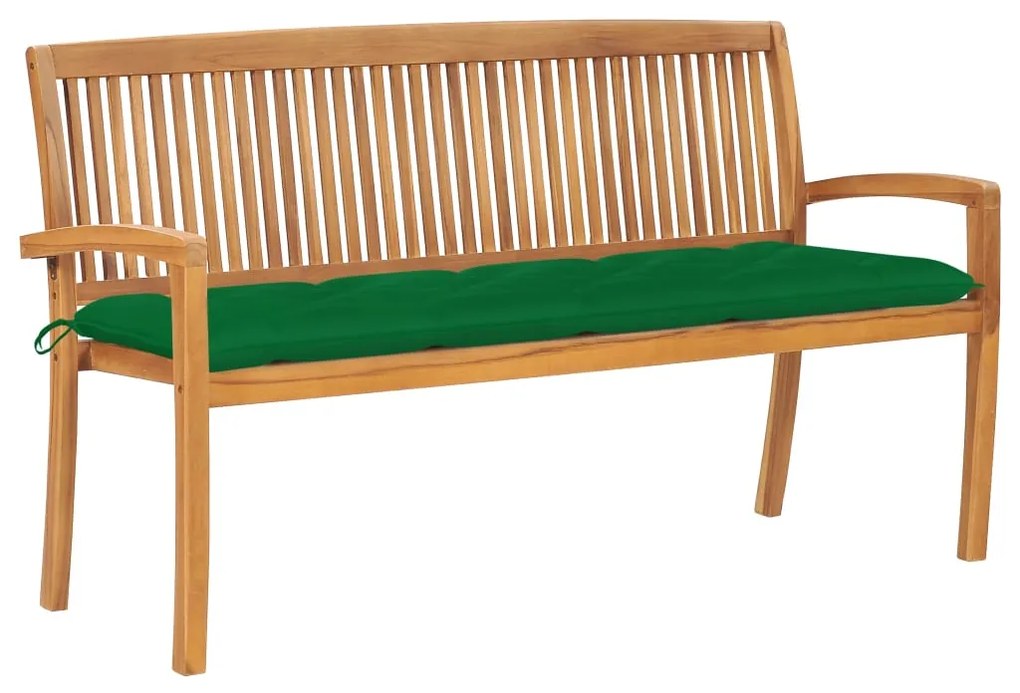 Banco de jardim empilhável c/ almofadão 159 cm teca maciça