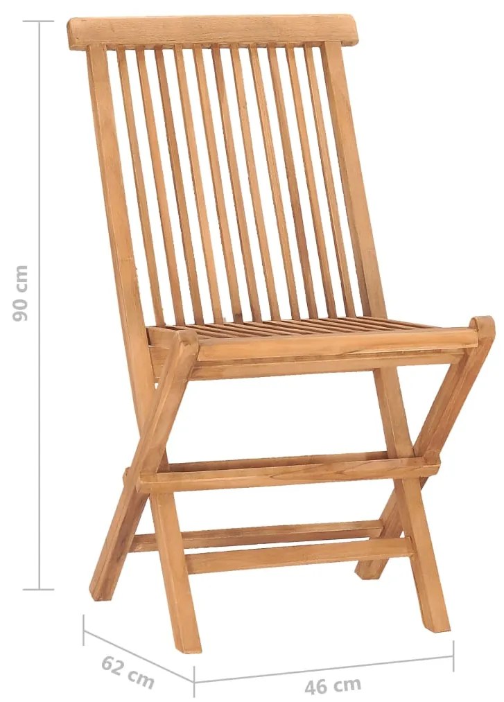 3 pcs conjunto jantar dobrável p/ exterior madeira teca maciça