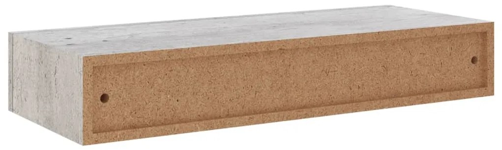 Prateleiras parede c/ gavetas 2pcs MDF 60x23,5x10 cm cinza cim.