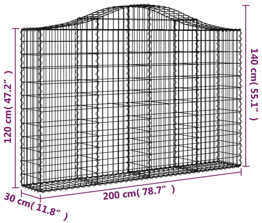 Cestos gabião arqueados 13 pcs 200x30x120/140 ferro galvanizado