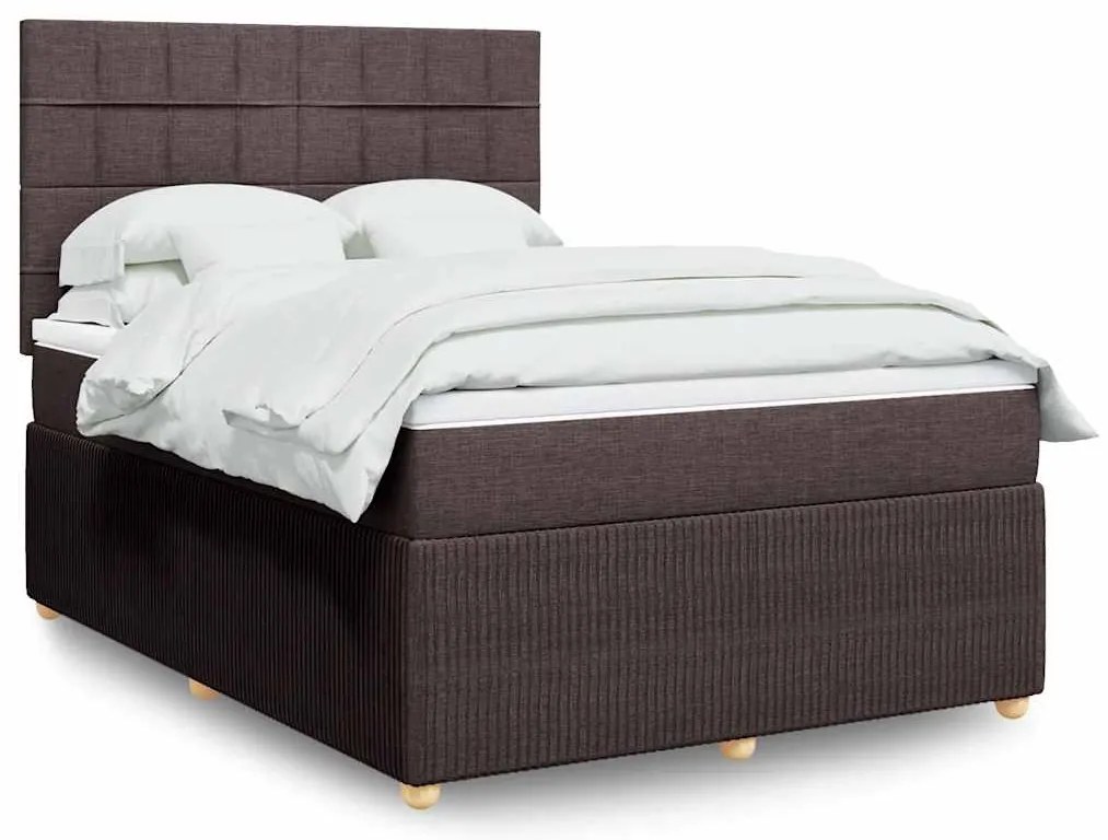 Cama com molas/colchão 140x200 cm tecido castanho-escuro