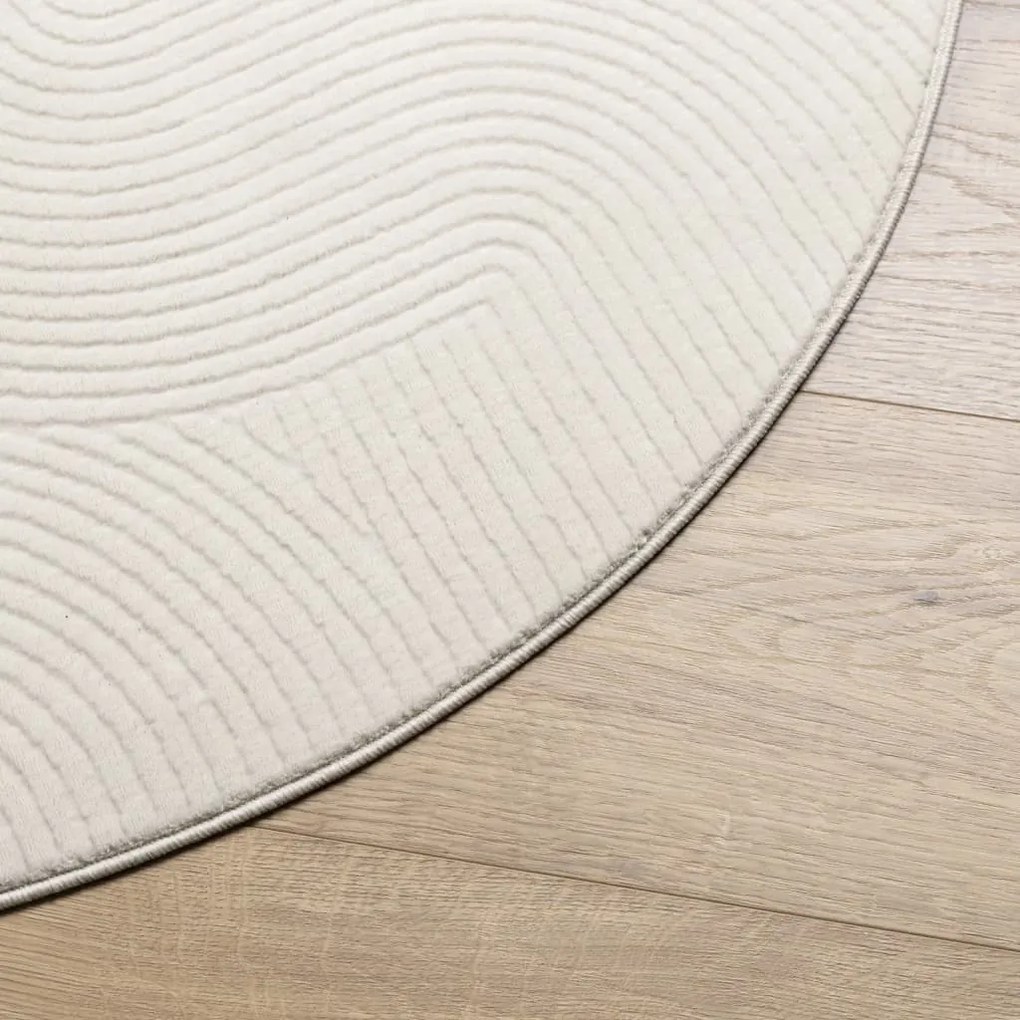 Tapete de pelo curto IZA visual escandinavo Ø 100 cm cor creme